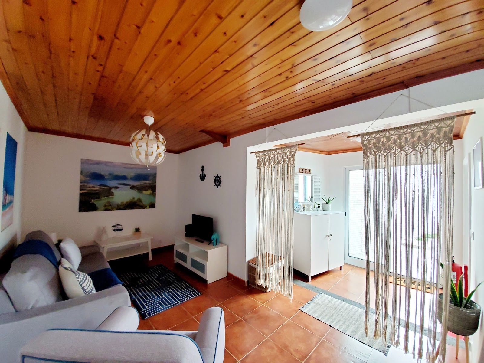 Living and dining area at Cozy Beach House